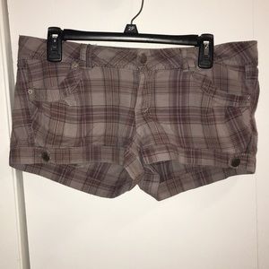 Plaid shorts.